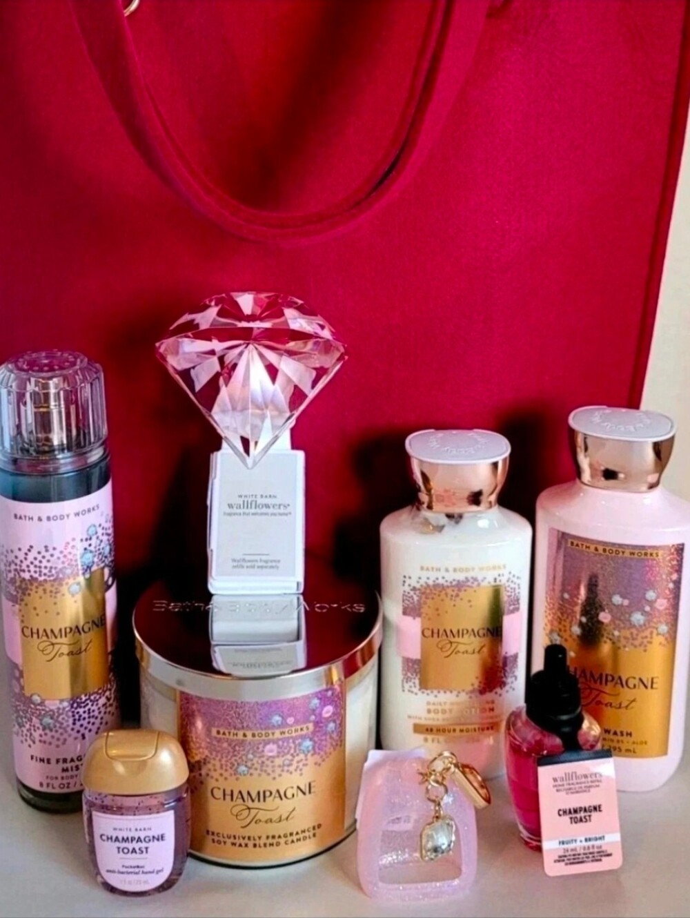 BATH AND BODY WORKS CHAMPAGNE TOAST TOTE BAG 9-PC GIFT BOX RARE - Picture 5 of 5